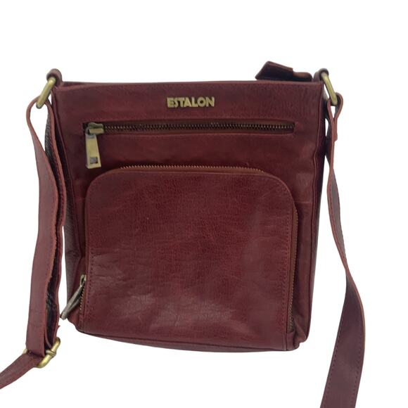 Estalon Women's Oxblood Red Leather Shoulder Bag Purse Handbag- Preowned - Picture 1 of 6